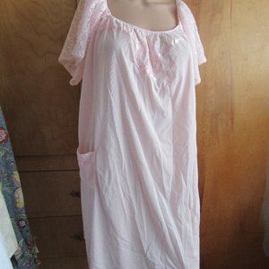 Vintage nightgown 60s  pink nylon pocket  sz 3X